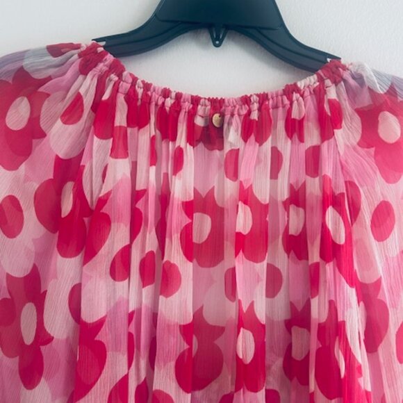 Anthropologie Antik Batik Sheer Floral Vibrant Red Poppy Print Juicy Tunic Top - Picture 14 of 16